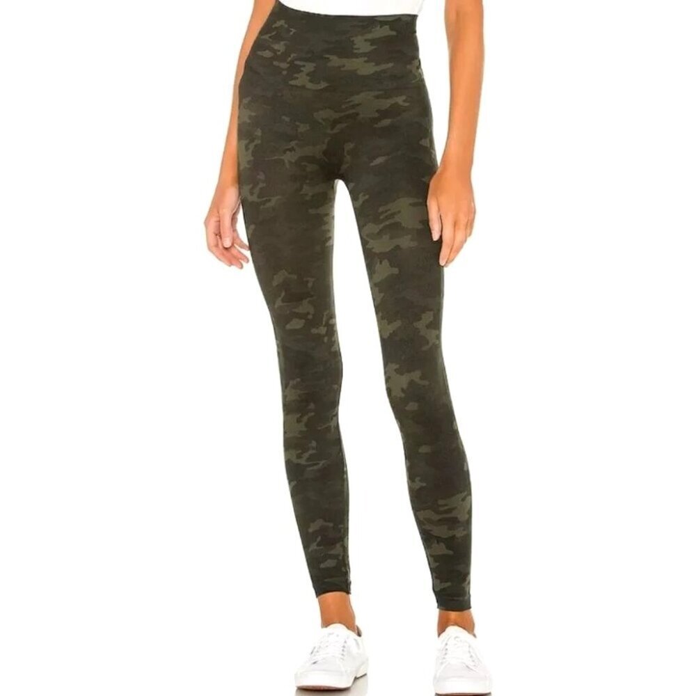 Spanx Leggings Women Medium Green Camo Look at Me Now Yoga Athletic NWT
